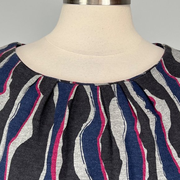 Trina Turk Womens Sheath Dress Gray Black Blue Abstract Stripe Cap Sleeve size 8 - Picture 3 of 12